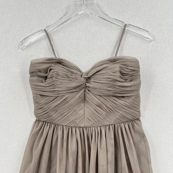 ANTHROPOLOGIE VA ET VIEN BHLDN Strapless Mini Dress Womens 4 Gray Tulle Pleat - Picture 5 of 13